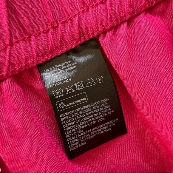 H&M bright‎ pink linen blend wide leg pants - Picture 8 of 8